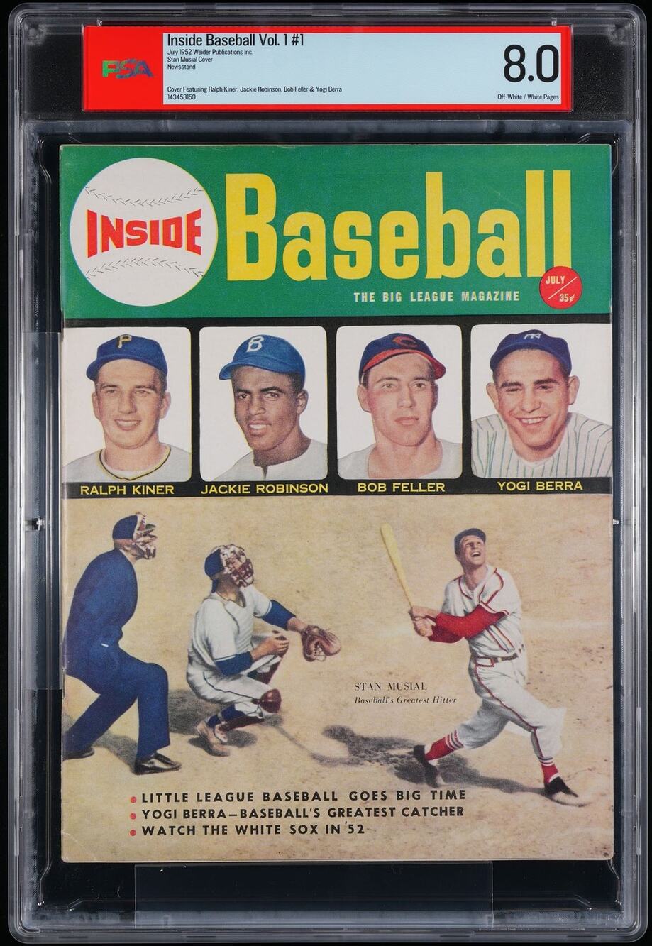 1952 Jackie Robinson, Stan Musial, Yogi Berra Magazine PSA 8 Brooklyn Dodgers